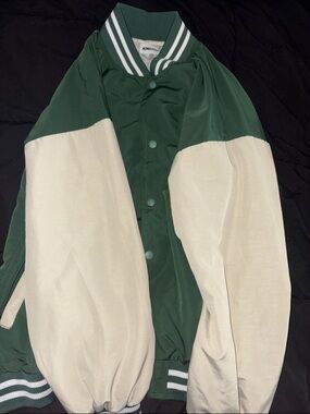 Green and Cream Bomber Jacket
